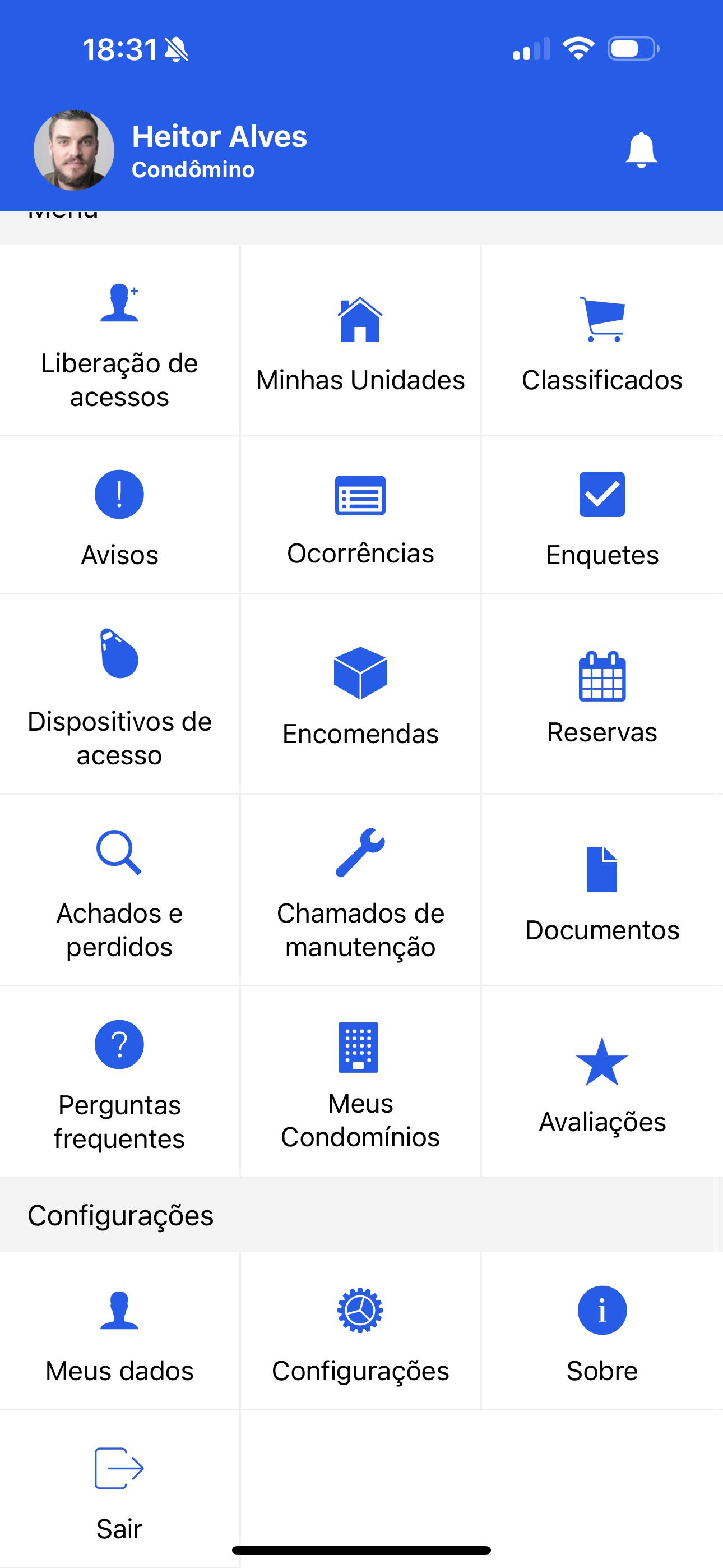 Tela do aplicativo Condomínio.AI
